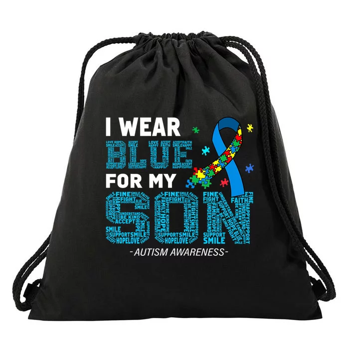 I Wear Blue For My Son Autism Awareness Month Drawstring Bag