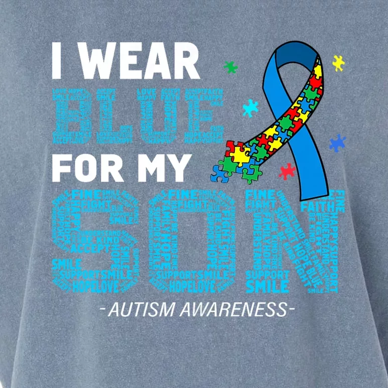 I Wear Blue For My Son Autism Awareness Month Garment-Dyed Women's Muscle Tee