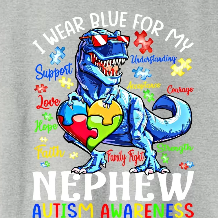 I Wear Blue For My Nephew Autism Awareness Dinosaur Gift Women's Crop Top Tee