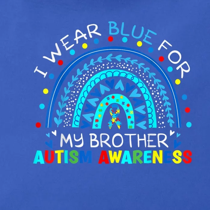 I Wear Blue For My Brother Autism Awareness Rainbow Gift Zip Tote Bag