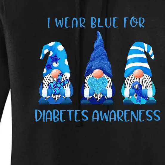 I Wear Blue For Diabetes Awareness Gnomes Peace Love Cure Women's Pullover Hoodie