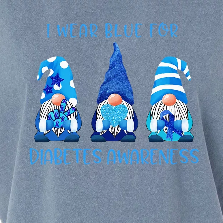 I Wear Blue For Diabetes Awareness Gnomes Peace Love Cure Garment-Dyed Women's Muscle Tee