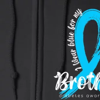 I Wear Blue For My Brother Diabetes Awareness Blue Ribbon Full Zip Hoodie