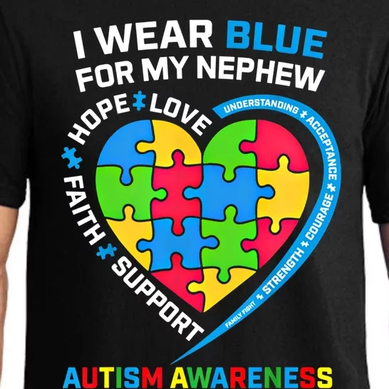 I Wear Blue For My Nephew Autism Awareness Month Uncle Aunt Gift Pajama Set