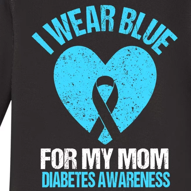 I Wear Blue For My Mom Diabetes Awareness Toddler Baby Long Sleeve Bodysuit