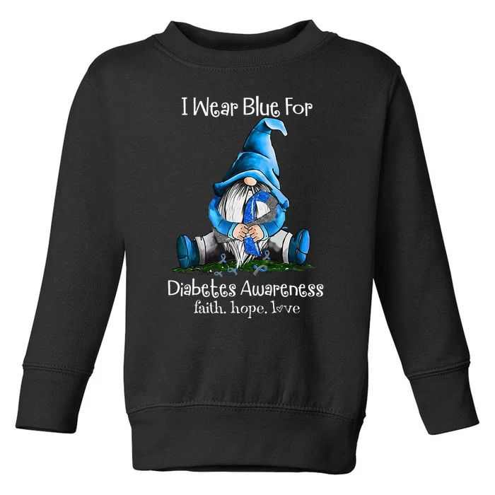 I Wear Blue for Diabetes Awareness Gnome Toddler Sweatshirt