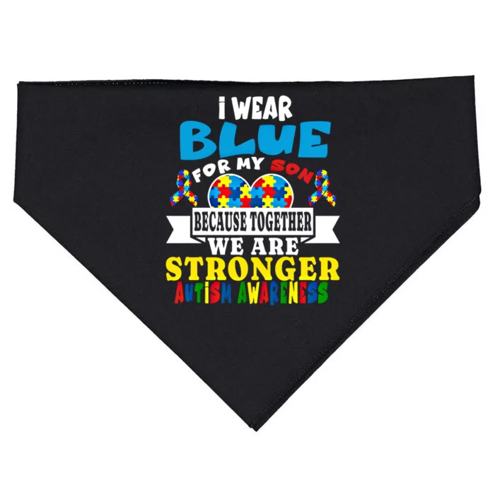 I Wear Blue For My Son Autism Awareness Day Dad Mom Funny Gift USA-Made Doggie Bandana