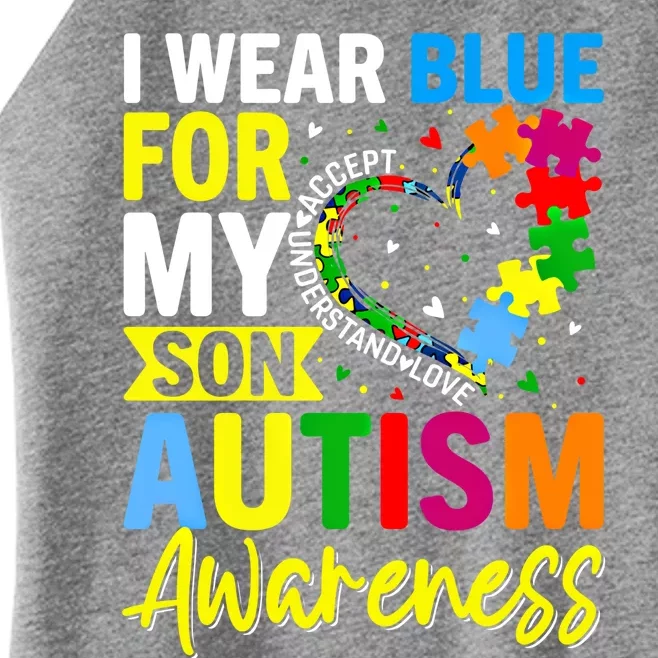 I Wear Blue For My Son Autism Awareness Graphic Gift Women’s Perfect Tri Rocker Tank