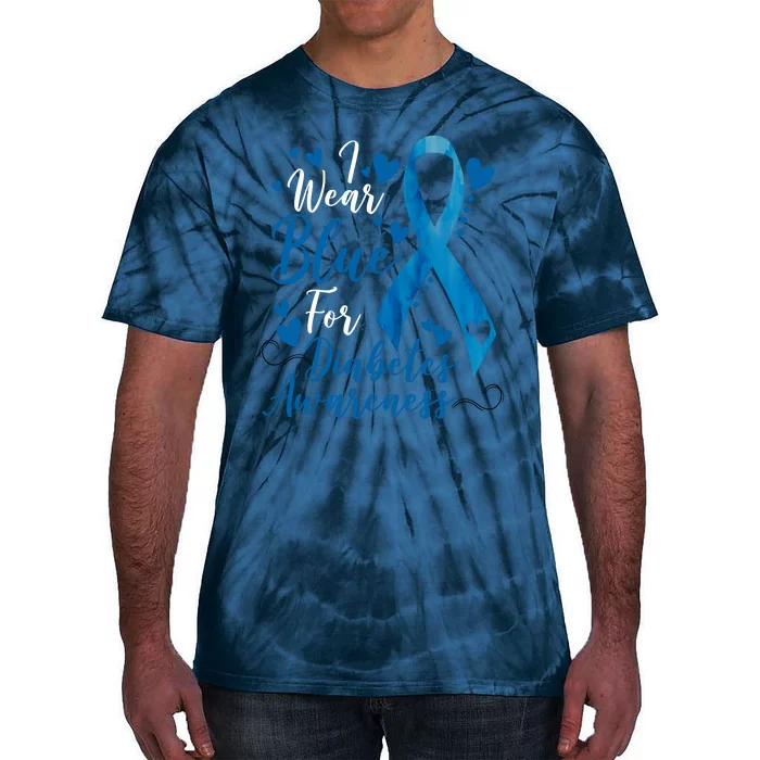 I Wear Blue For Diabetes Ribbon Awareness Tie-Dye T-Shirt