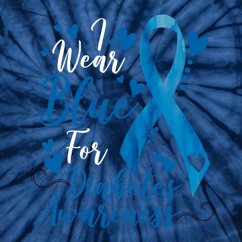 I Wear Blue For Diabetes Ribbon Awareness Tie-Dye T-Shirt