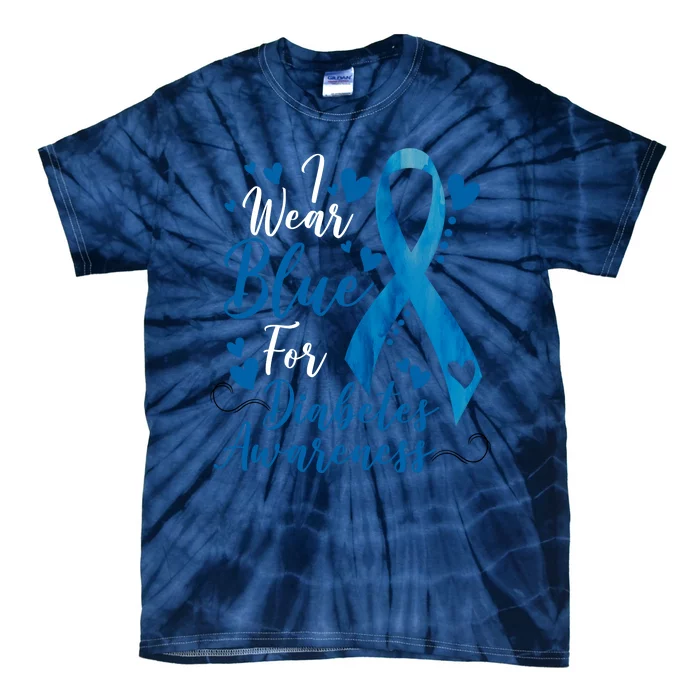 I Wear Blue For Diabetes Ribbon Awareness Tie-Dye T-Shirt