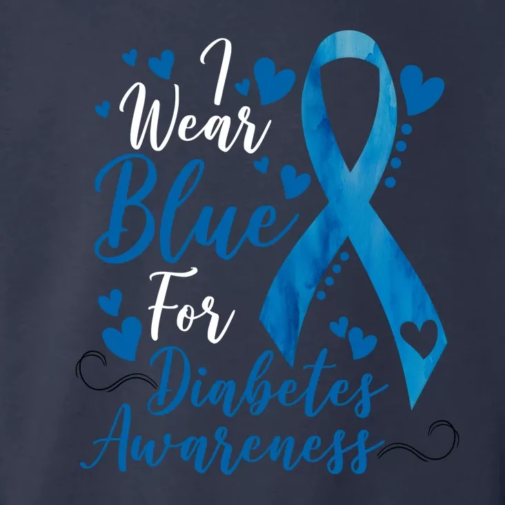 I Wear Blue For Diabetes Ribbon Awareness Toddler Hoodie