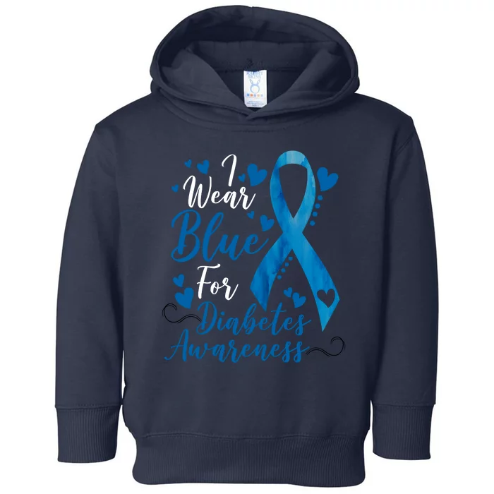 I Wear Blue For Diabetes Ribbon Awareness Toddler Hoodie