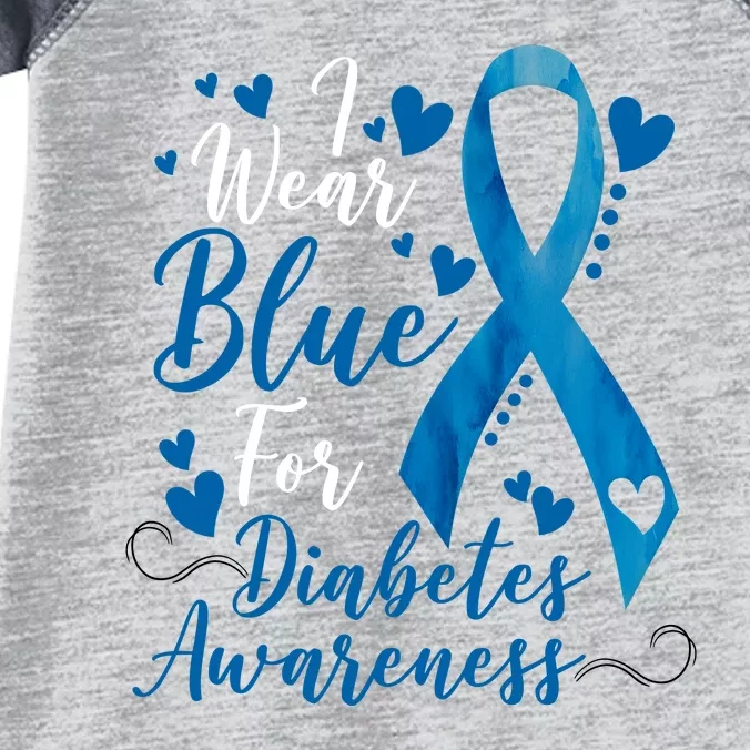 I Wear Blue For Diabetes Ribbon Awareness Infant Baby Jersey Bodysuit