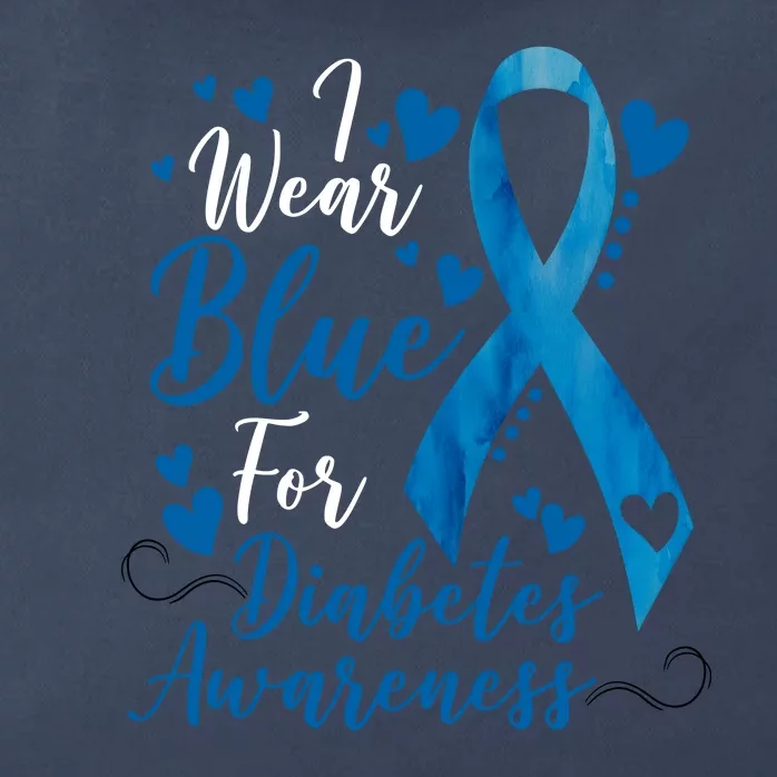 I Wear Blue For Diabetes Ribbon Awareness Zip Tote Bag