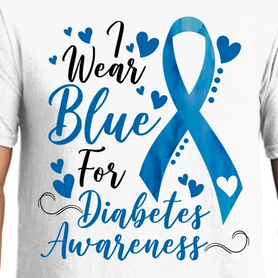 I Wear Blue For Diabetes Ribbon Awareness Pajama Set