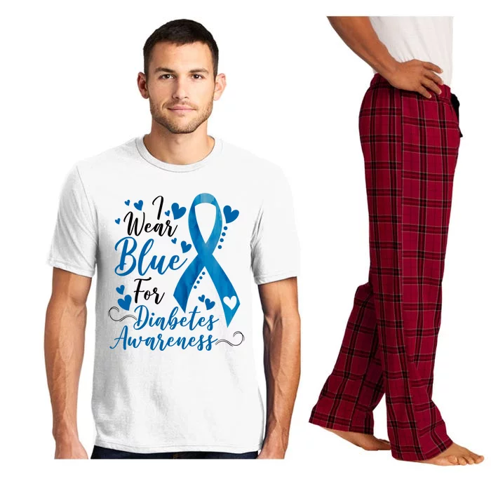 I Wear Blue For Diabetes Ribbon Awareness Pajama Set