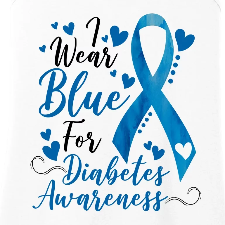 I Wear Blue For Diabetes Ribbon Awareness Ladies Essential Tank