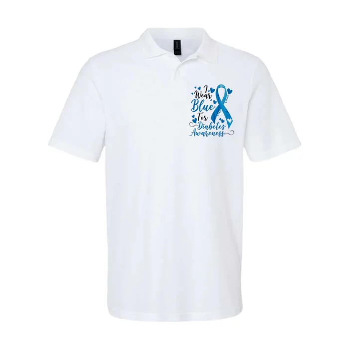 I Wear Blue For Diabetes Ribbon Awareness Softstyle Adult Sport Polo