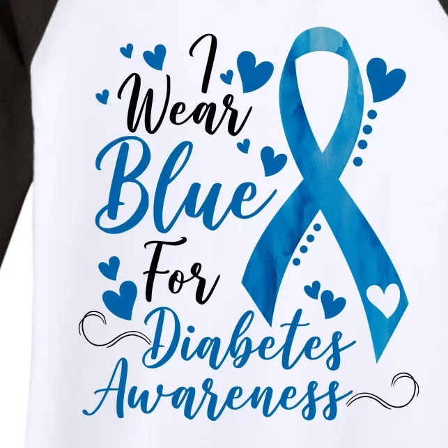 I Wear Blue For Diabetes Ribbon Awareness Women's Tri-Blend 3/4-Sleeve Raglan Shirt