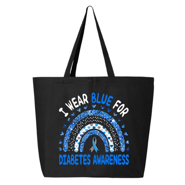 I Wear Blue For Diabetes Awareness Rainbow 25L Jumbo Tote