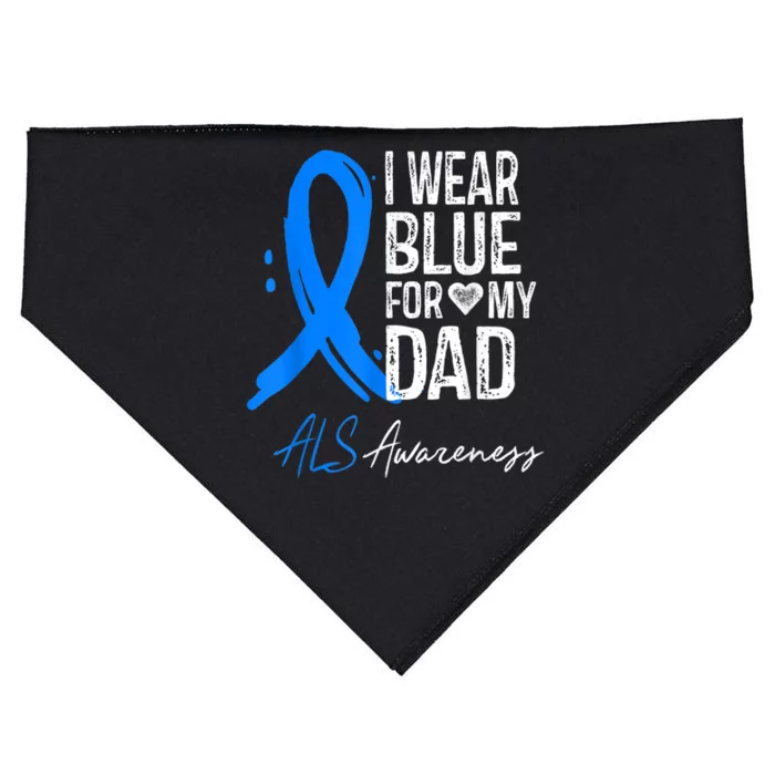 I Wear Blue For My Dad Shirt ALS Awareness Gift Tshirt USA-Made Doggie Bandana