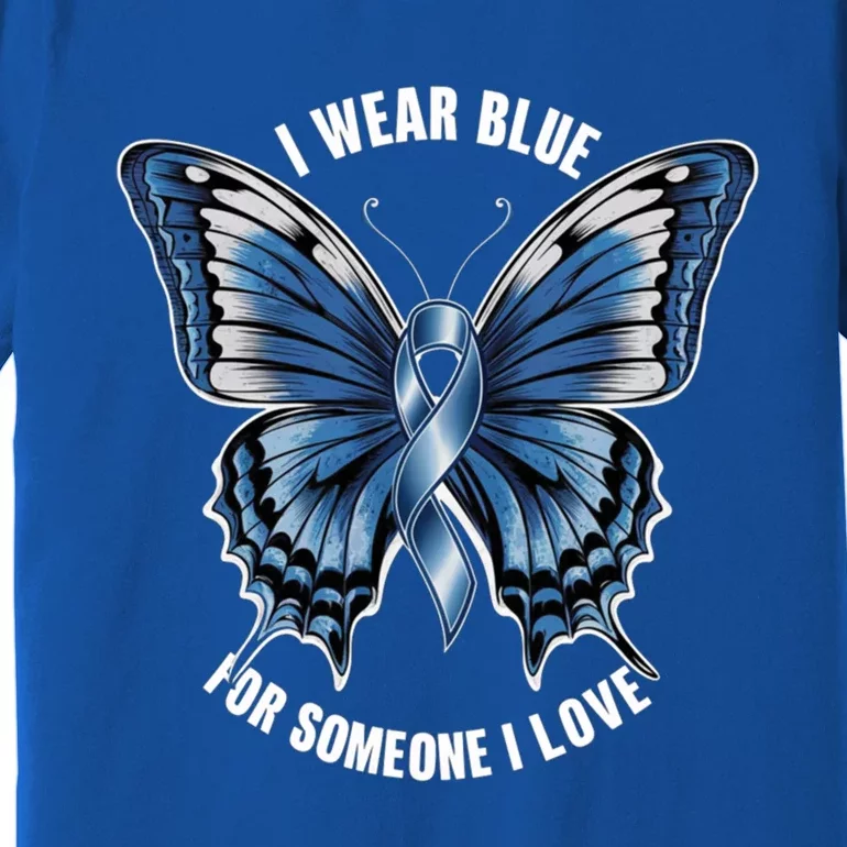 I Wear Blue For Juvenile Arthritis Awareness Butterfly Ribbo Gift Premium T-Shirt