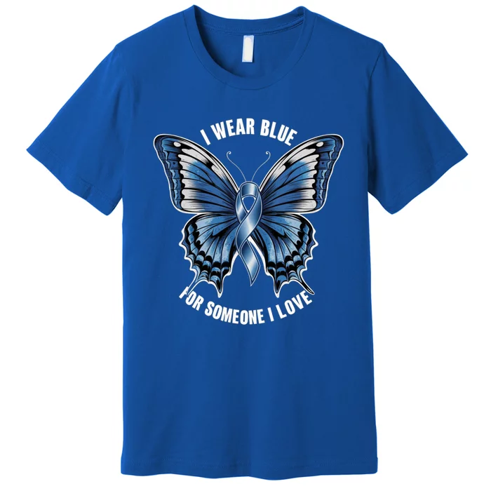 I Wear Blue For Juvenile Arthritis Awareness Butterfly Ribbo Gift Premium T-Shirt