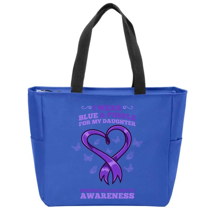 I Wear Blue Purple Daughter Rheumatoid Arthritis Awareness Gift Zip Tote Bag