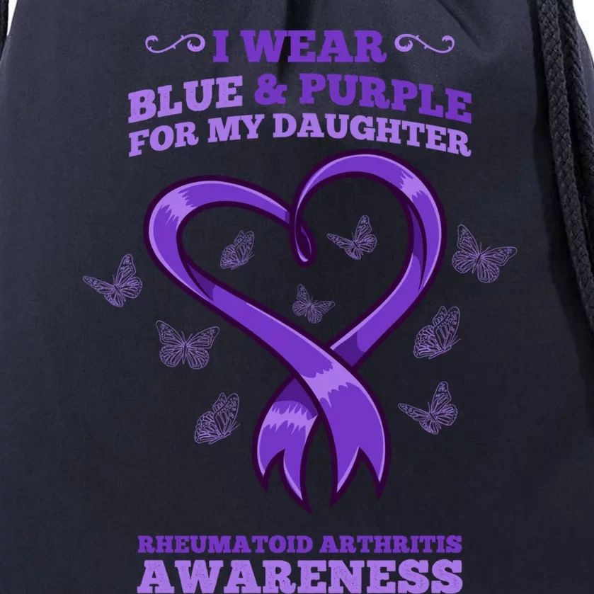 I Wear Blue Purple Daughter Rheumatoid Arthritis Awareness Gift Drawstring Bag