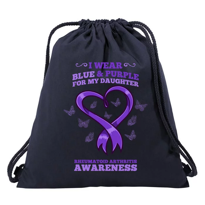 I Wear Blue Purple Daughter Rheumatoid Arthritis Awareness Gift Drawstring Bag