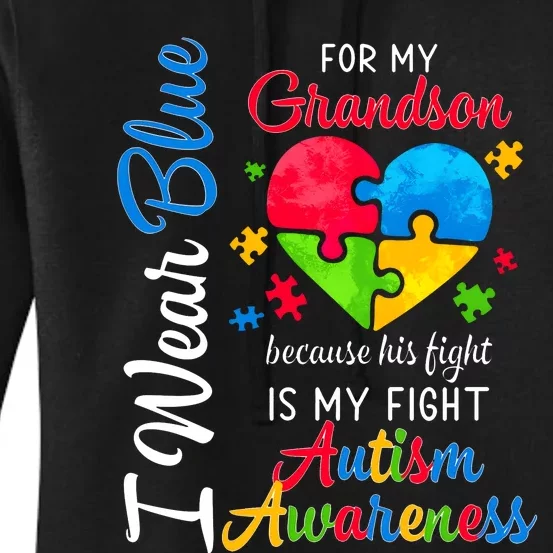 I Wear Blue For My Grandson Autism Awareness Women's Pullover Hoodie