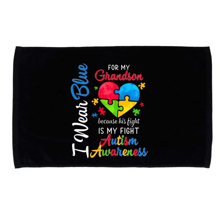 I Wear Blue For My Grandson Autism Awareness Microfiber Hand Towel