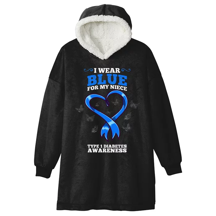 I Wear Blue For My Niece T1d Type 1 Diabetes Awareness Hooded Wearable Blanket