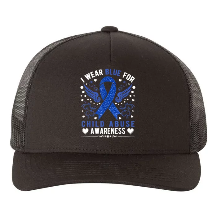 I Wear Blue For Child Abuse Awareness Month Blue Ribbon Yupoong Adult 5-Panel Trucker Hat