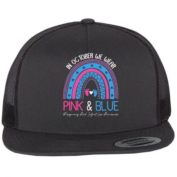 I Wear Blue And Pink Pregnancy Angel Infant Loss Awareness Flat Bill Trucker Hat