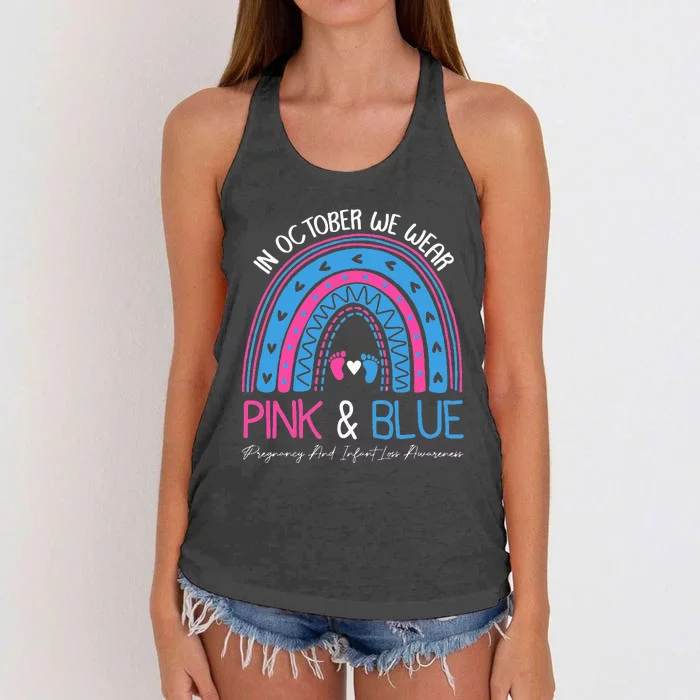 I Wear Blue And Pink Pregnancy Angel Infant Loss Awareness Women's Knotted Racerback Tank