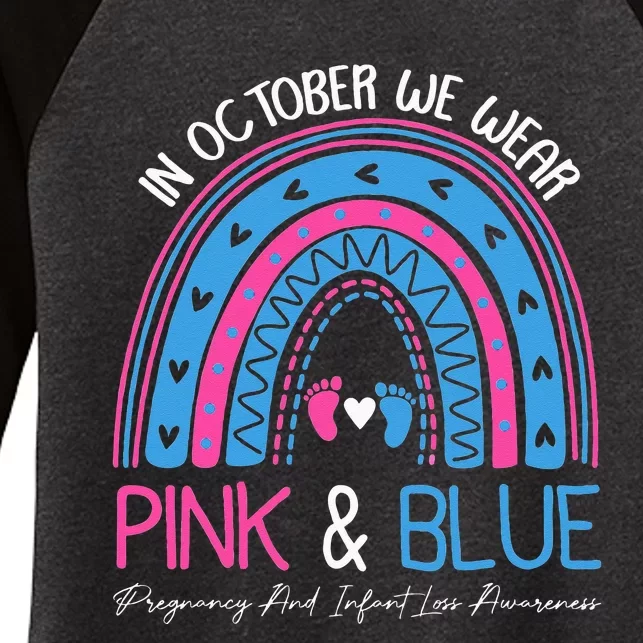 I Wear Blue And Pink Pregnancy Angel Infant Loss Awareness Women's Tri-Blend 3/4-Sleeve Raglan Shirt