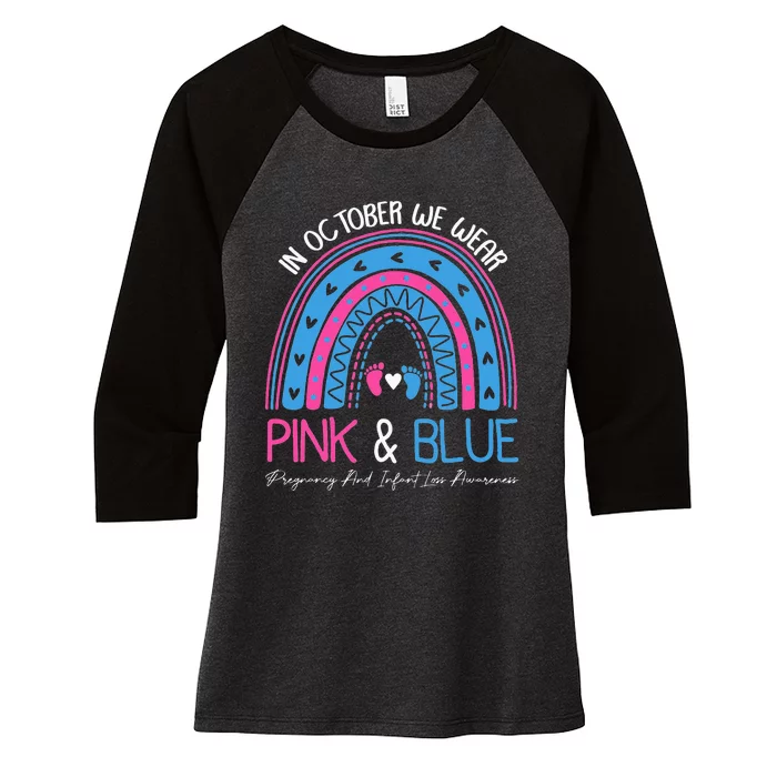 I Wear Blue And Pink Pregnancy Angel Infant Loss Awareness Women's Tri-Blend 3/4-Sleeve Raglan Shirt