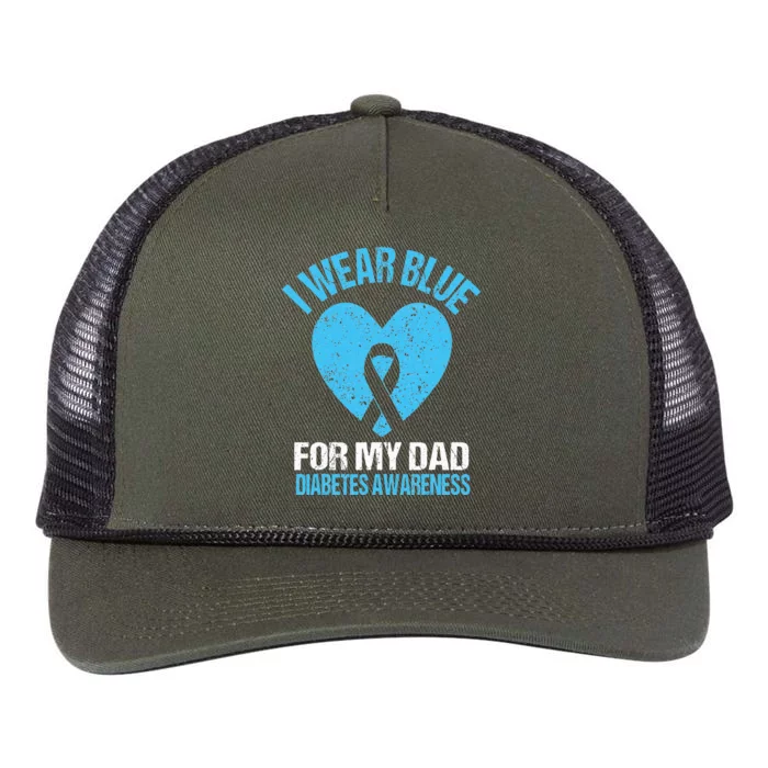 I Wear Blue For My Dad T1d Diabetes Awareness Son Daughter Retro Rope Trucker Hat Cap