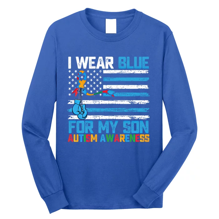 I Wear Blue For My Son Autism Awareness Month Gift Long Sleeve Shirt