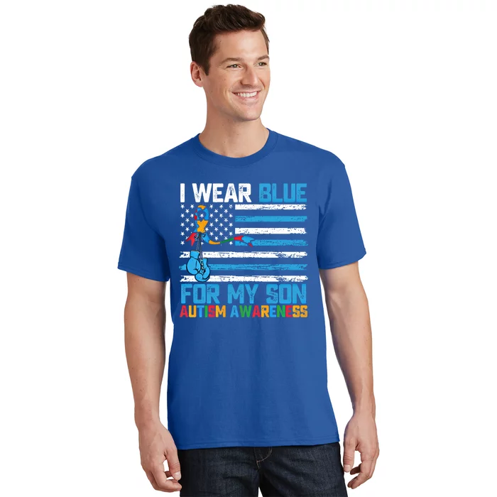 I Wear Blue For My Son Autism Awareness Month Gift T-Shirt