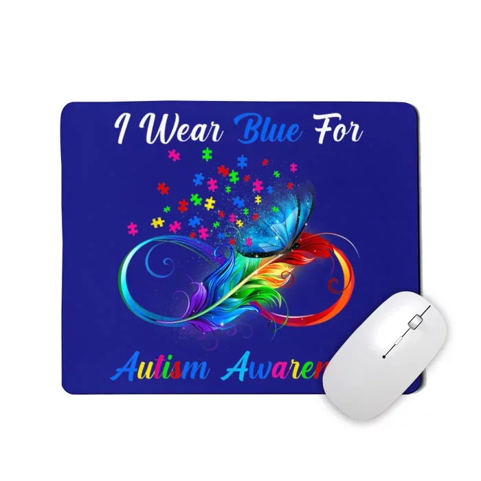 I Wear Blue For Autism Awareness Butterfly Puzzle Pieces Mousepad