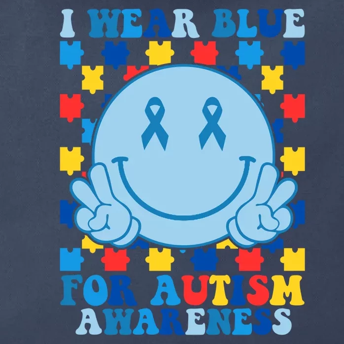 I Wear Blue For Autism Awareness Month Smile Peace Zip Tote Bag