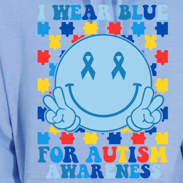 I Wear Blue For Autism Awareness Month Smile Peace Unisex Surf Hoodie