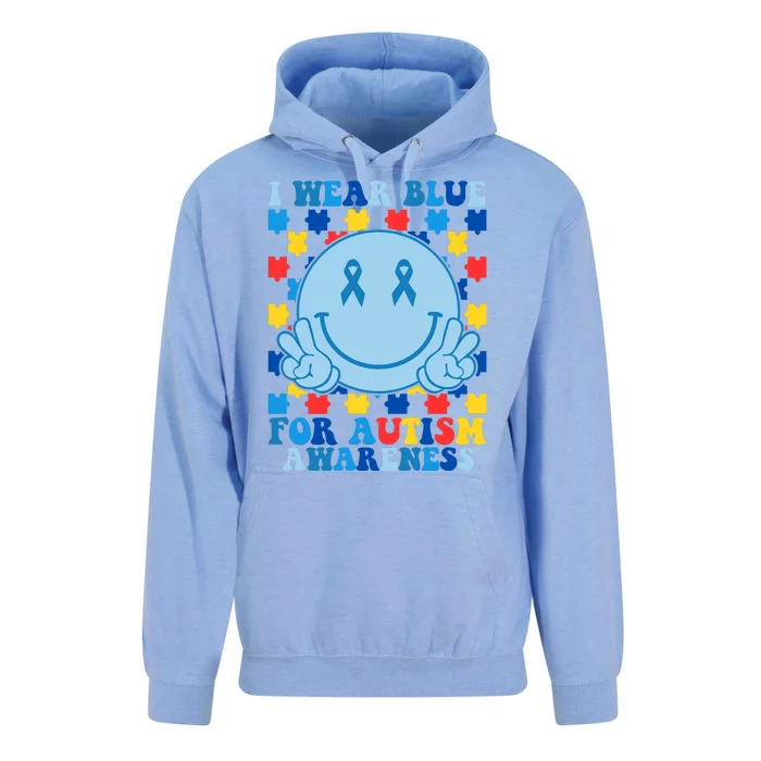 I Wear Blue For Autism Awareness Month Smile Peace Unisex Surf Hoodie