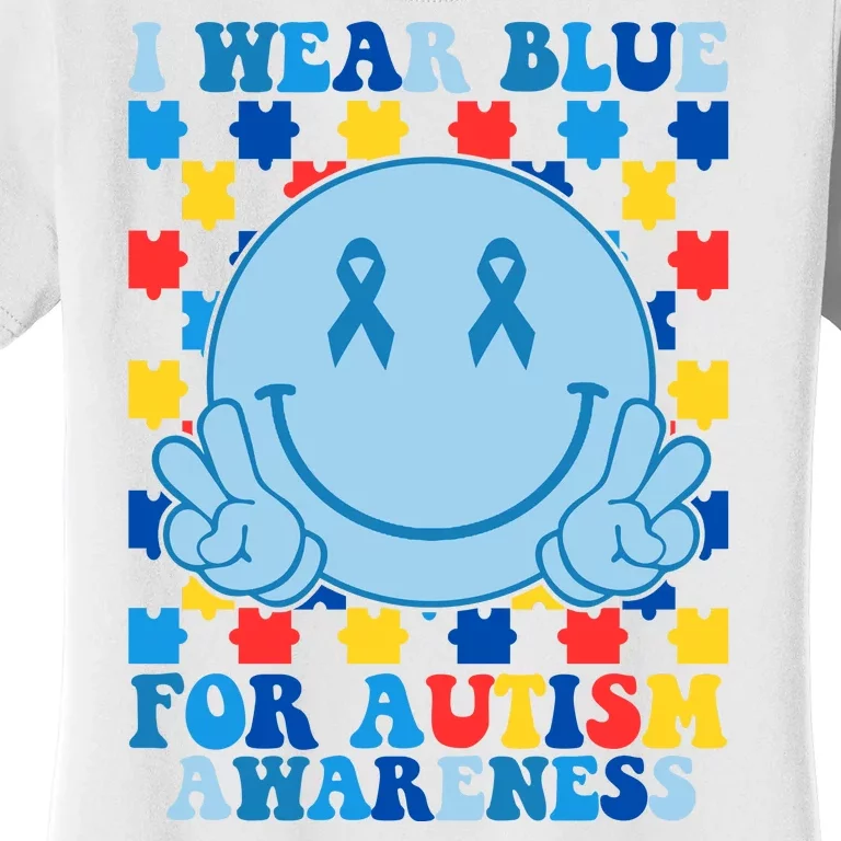 I Wear Blue For Autism Awareness Month Smile Peace Women's T-Shirt