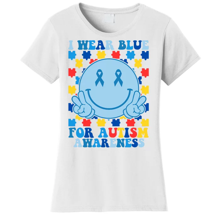 I Wear Blue For Autism Awareness Month Smile Peace Women's T-Shirt