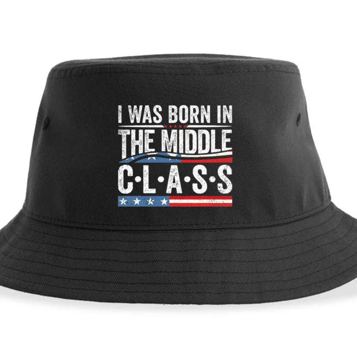 I Was Born In The Middle Class Trump 2024 Sustainable Bucket Hat