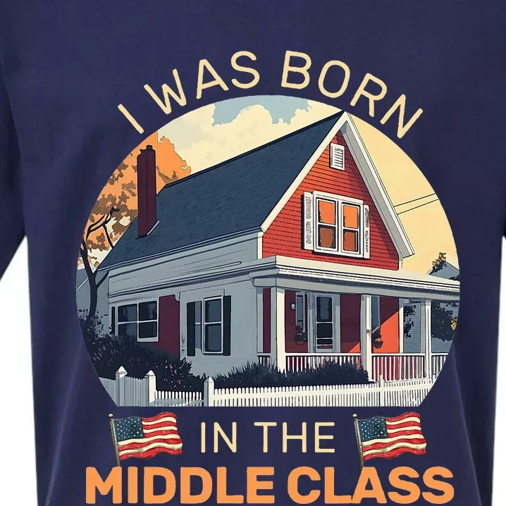 I Was Born In The Middle Class Trump 2024 American Flag Sueded Cloud Jersey T-Shirt